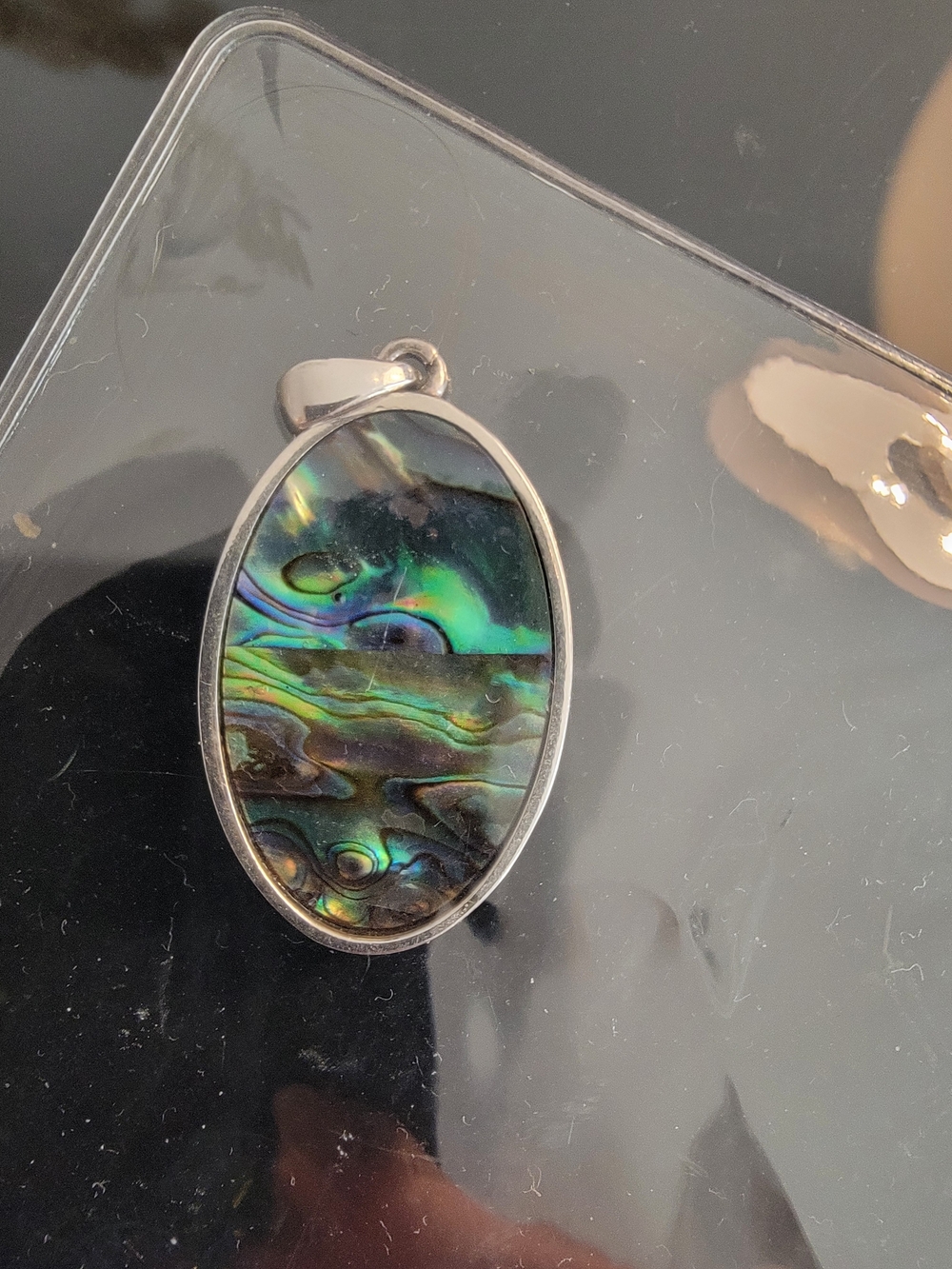 Oval Abalone Inlay Lilith Pendant Silver-Tone - Picture 2 of 2